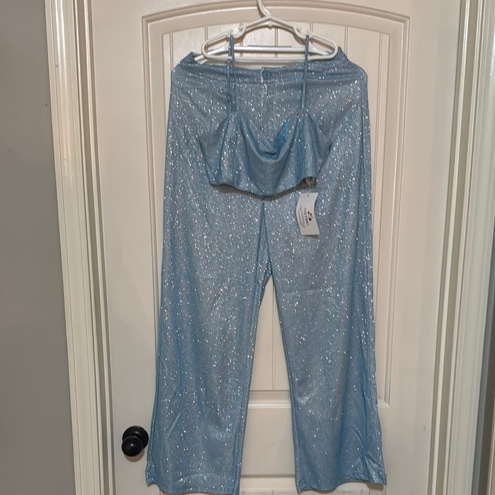 Cozy Blue Velour Pantsuit